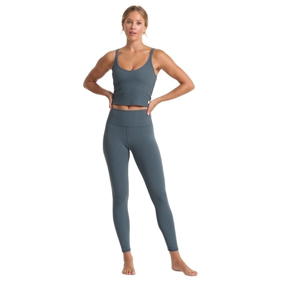 VUORI Strappy Rib Crop Tank in Stone - Picture 4 of 11